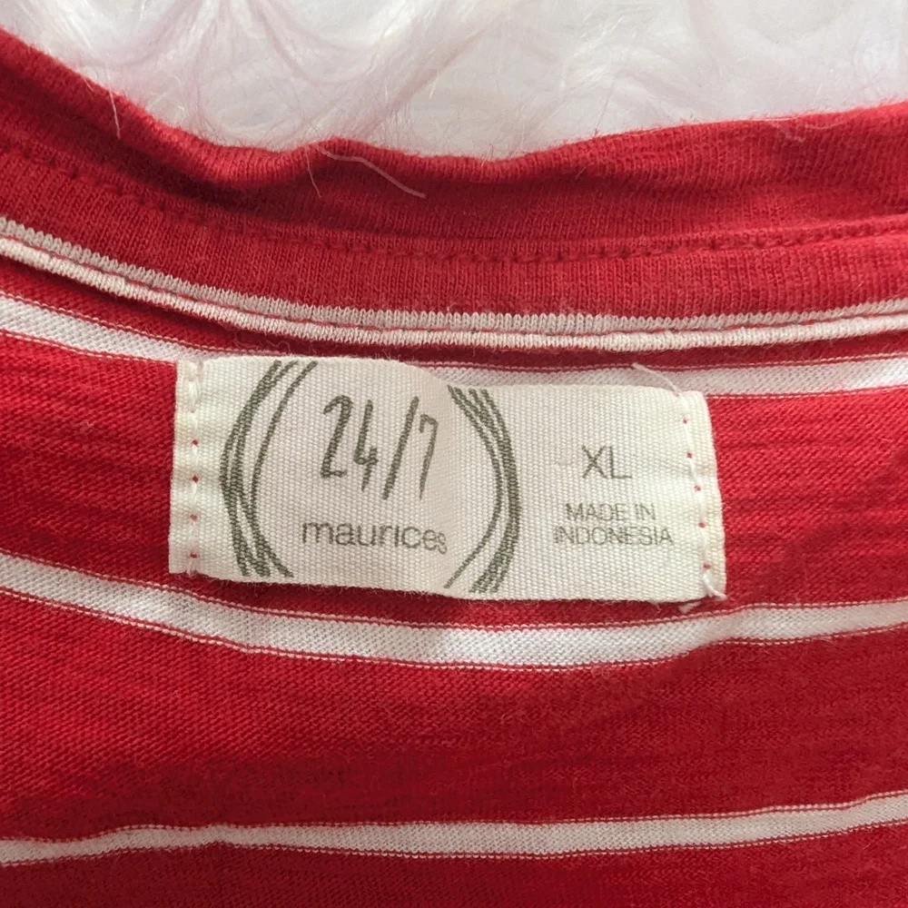 Maurices Red Striped Women's Ruffled Sleeveless Top - Picture 4 of 5